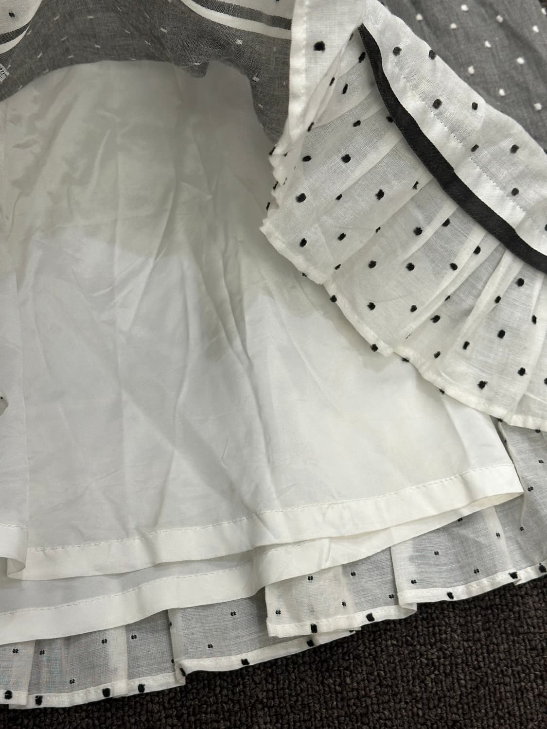 L)Japanese vintage 도트 패턴 프릴 디테일 롱스커트 상품이미지5