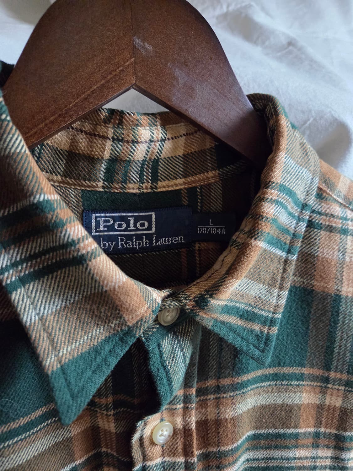 폴로 랄프로렌 체크 플란넬 셔츠 긴팔 그린 브라운 L 상품이미지3