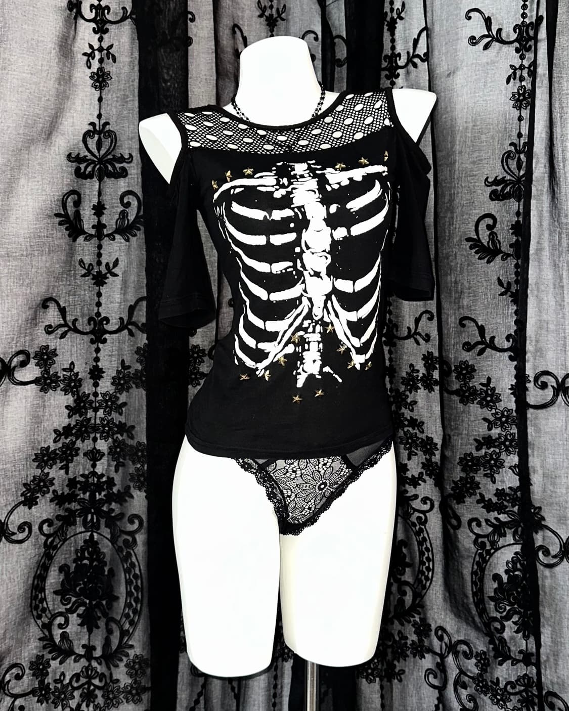 Skull see-through short sleeve 상품이미지1
