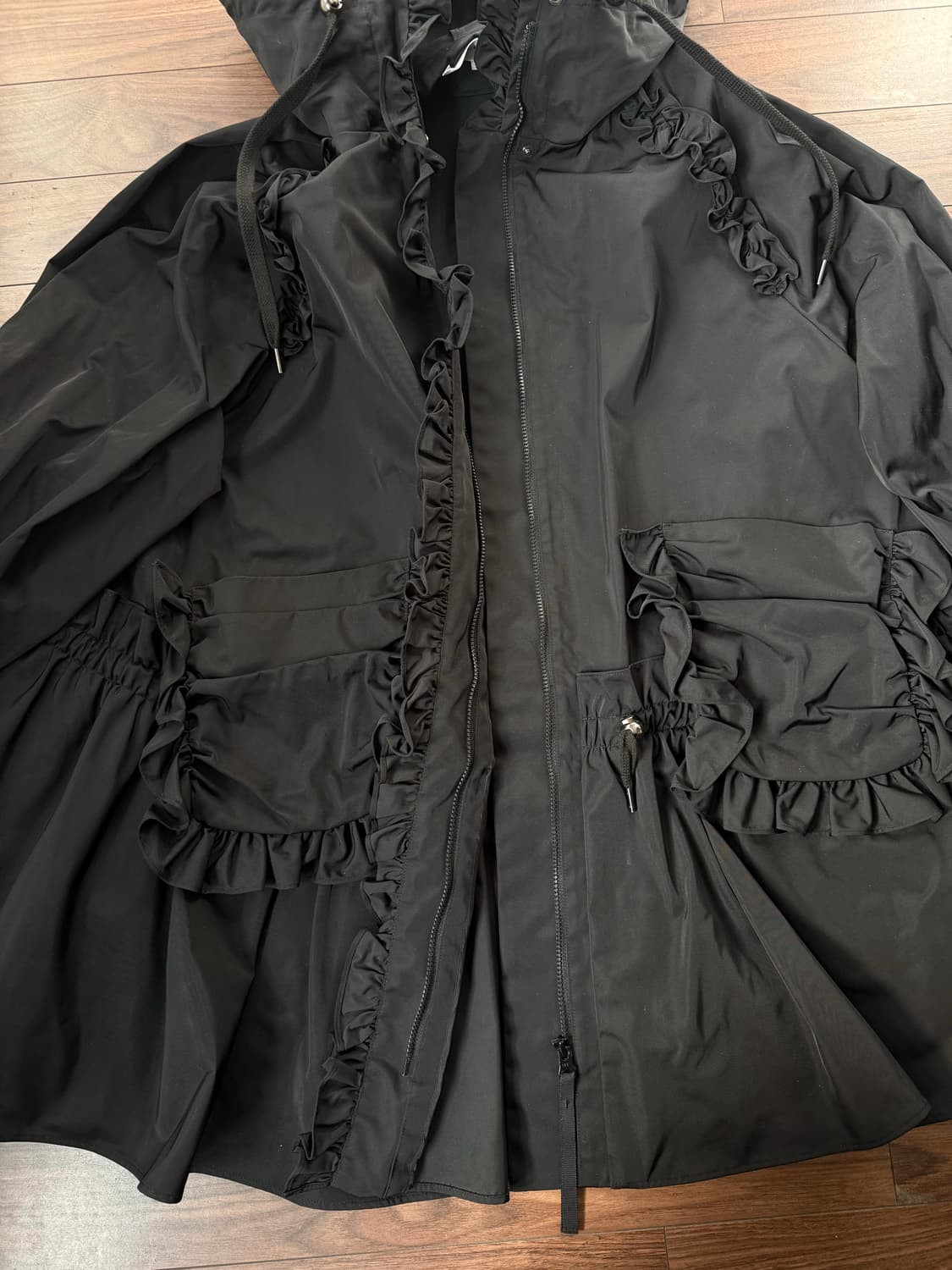 ENFOLD 블랙 러플 후드 코트 36 상품이미지4