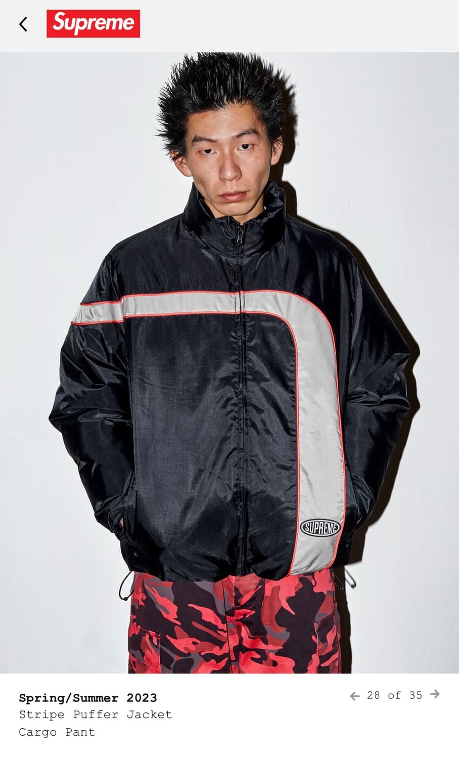 슈프림 스트라이프 퍼퍼 자켓 네이비 - 23SS 상품이미지8