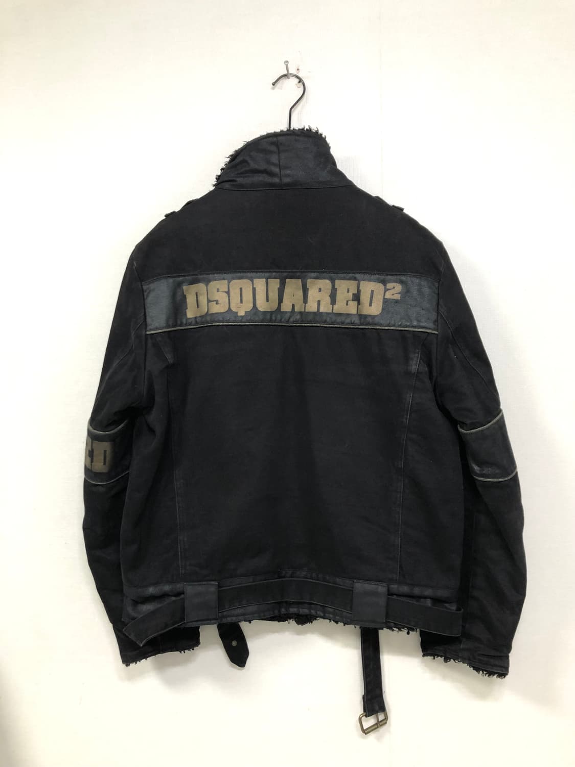 디스퀘어드2 빈티지 남성 양털카라 코튼 레이싱 바이커 자켓 _ 블랙 상품이미지7
