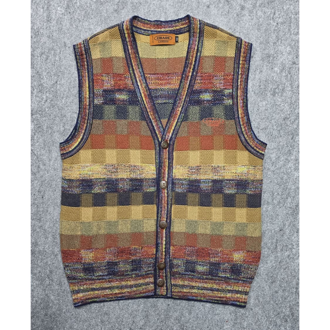 CHAOS LONDON 빈티지 멀티 컬러 패턴 니트 베스트 조끼 100 상품이미지1