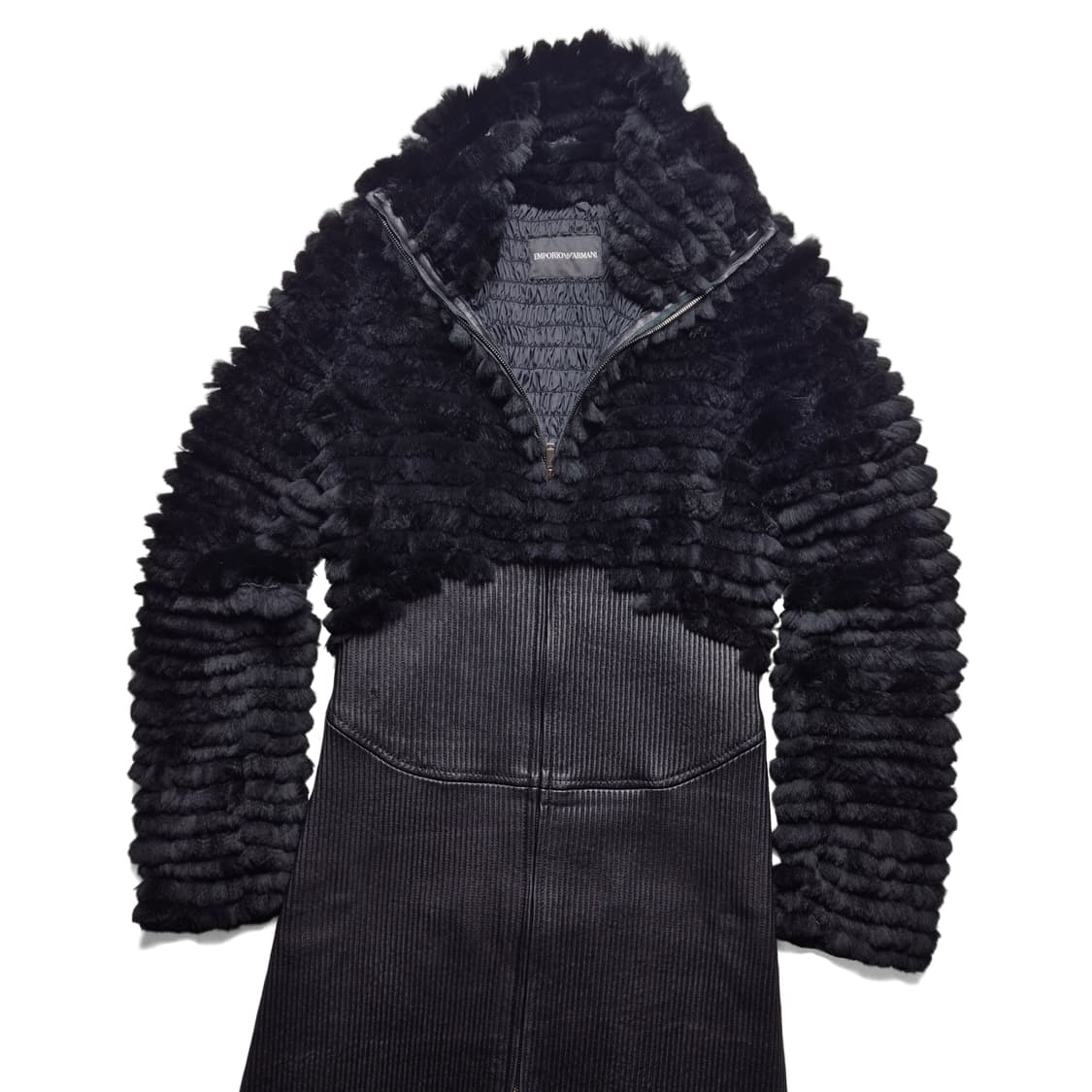 [S] 엠포리오 아르마니 퍼 레더 믹스 롱자켓 상품이미지1