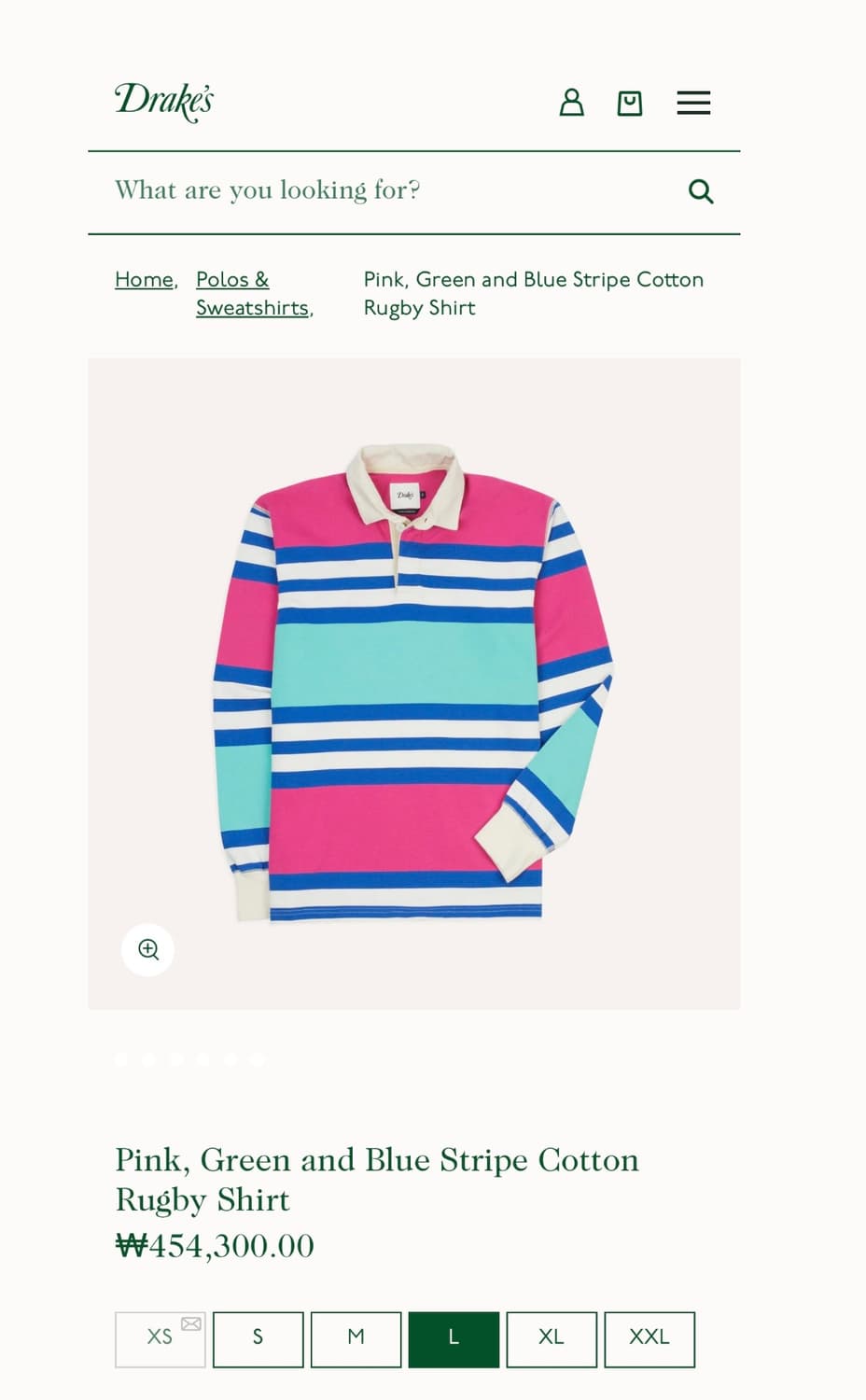 드레익스 DRAKE'S 스트라이프 럭비티 L 새상품 상품이미지1