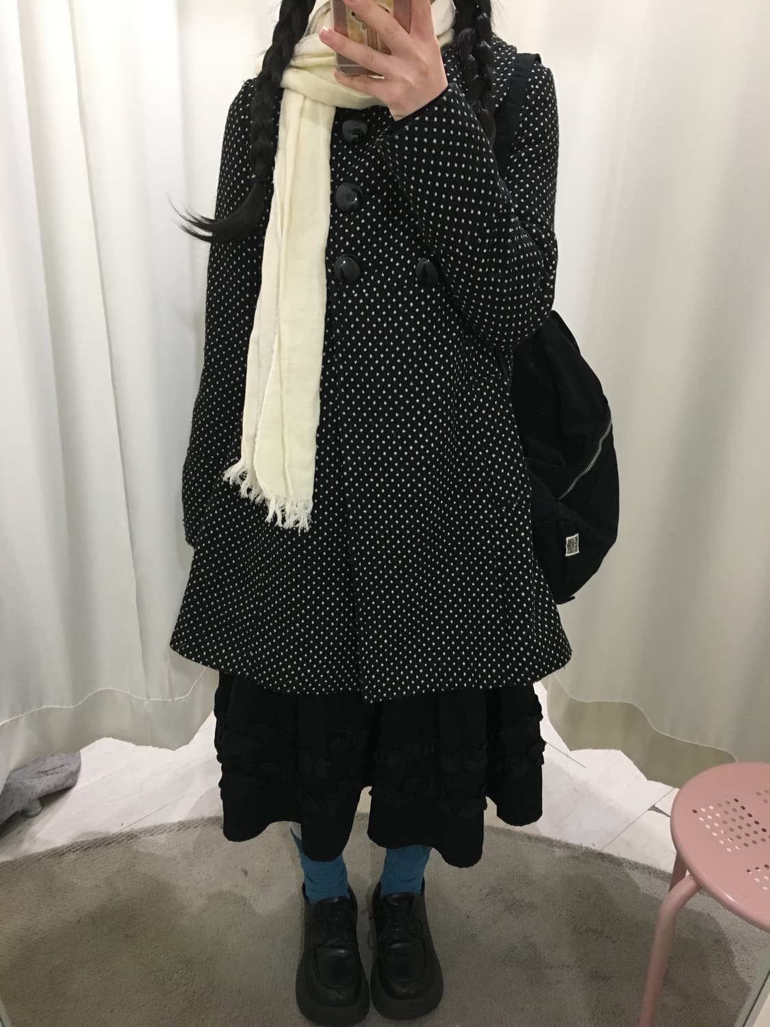 사와코 도트 더블 코트 상품이미지2