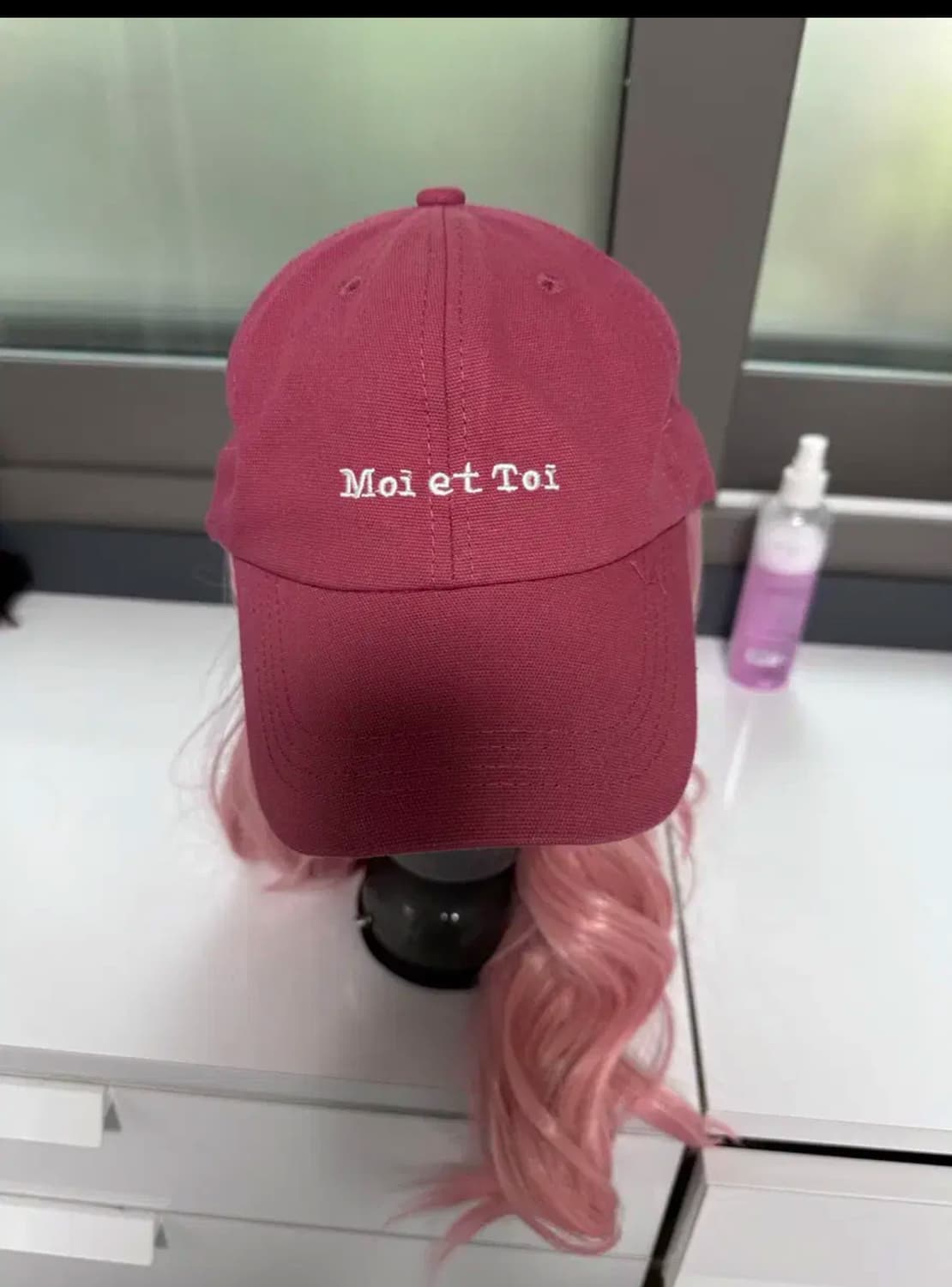 핑크 롱웨이브 일체형 모자가발 상품이미지2