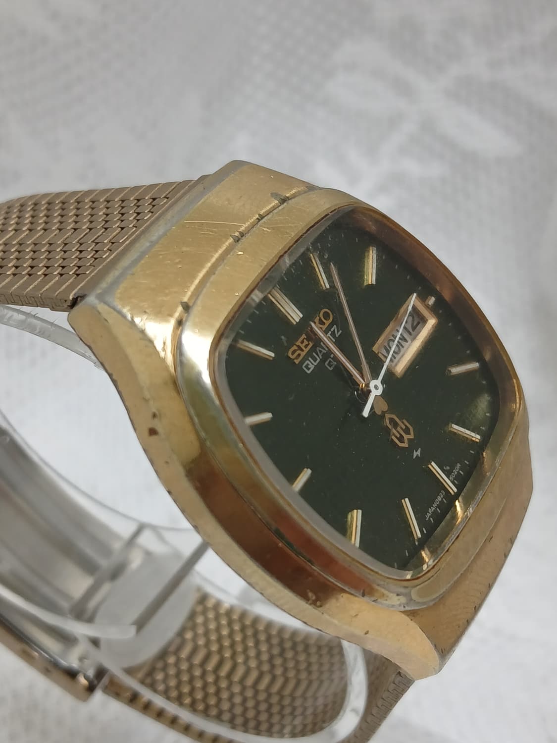 70s 빈티지 GT 그린 텍스처 다이얼 세이코 쿼츠 시계 상품이미지3