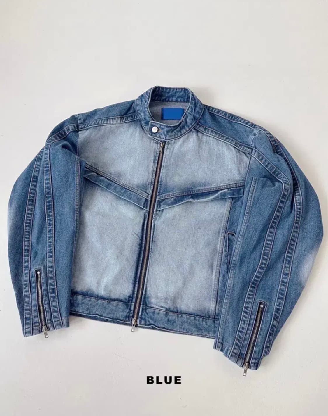 오버핏 워싱 데님 레이서 자켓 racer jacket /원가 105000 상품이미지1