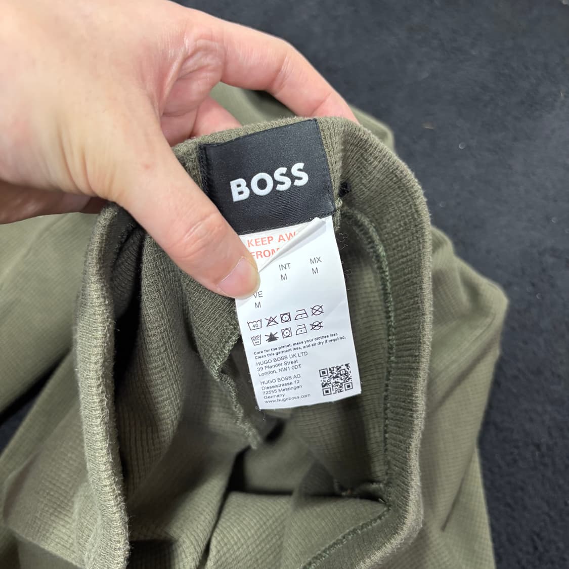 M 휴고 보스 HUGO BOSS 카키 와플 니트 팬츠 상품이미지5