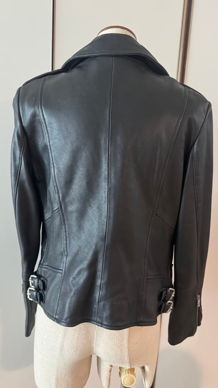 망고 블랙 리얼 가죽 라이더 자켓 상품이미지4