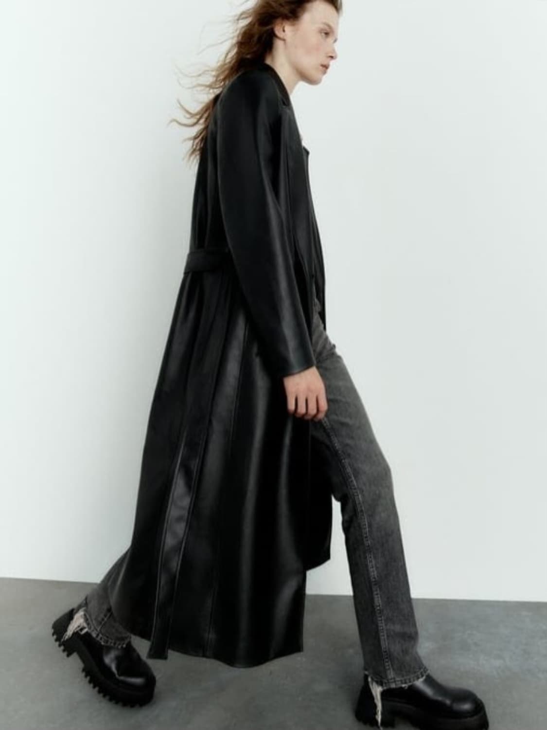 자라 에코레더 롱 코트 / 여성 코트/ 여자 코트  상품이미지3