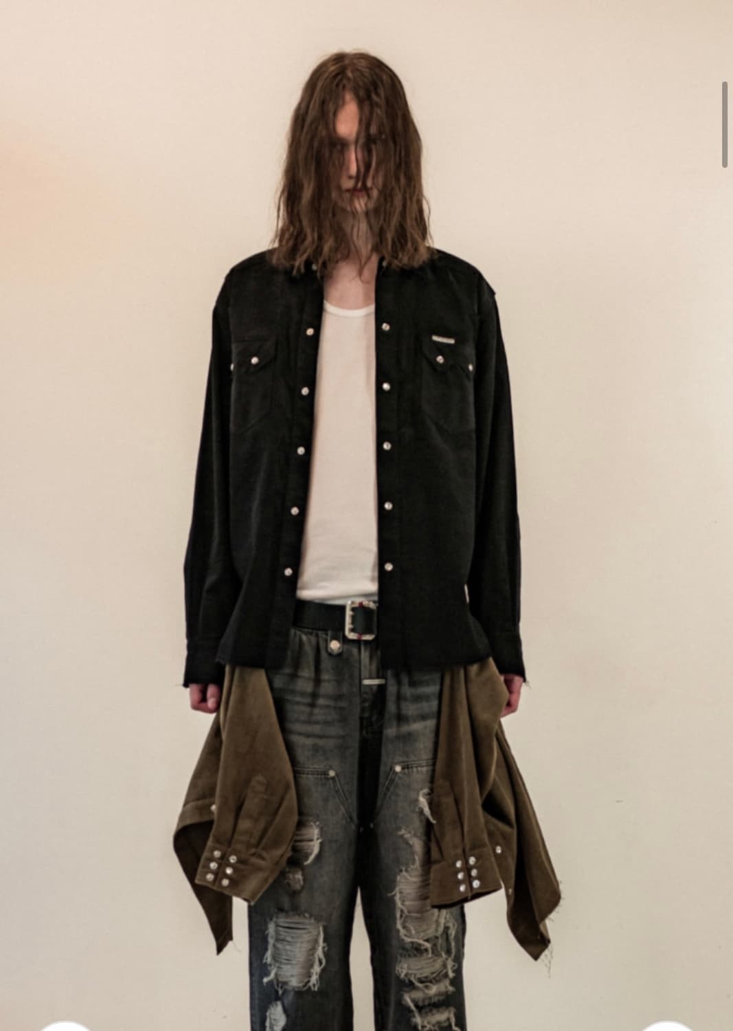 CORDUROY WESTERN SHIRTS BLACK 상품이미지1