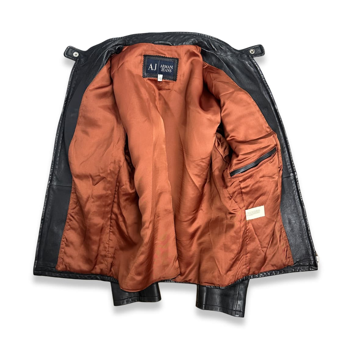 00s ARMANI JEANS 라이더 레더 자켓 L 상품이미지3