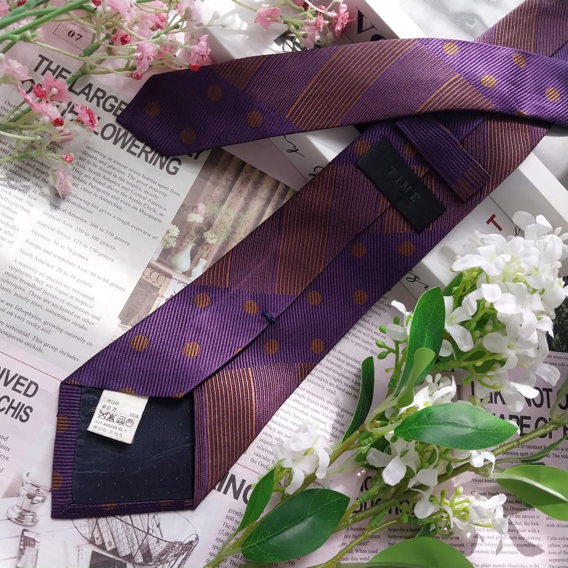 타임 퍼플 도트 스트라이프 패턴 넥타이 8.6cm A+등급 K2395
 상품이미지5