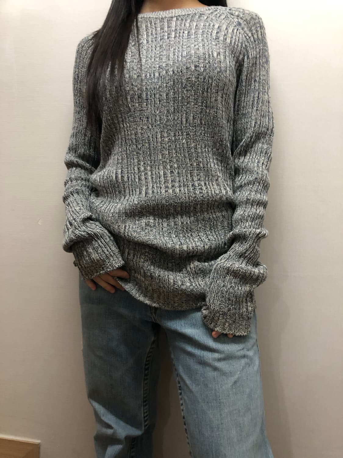 빈티지 버커루 라이트 그레이 니트 상품이미지1