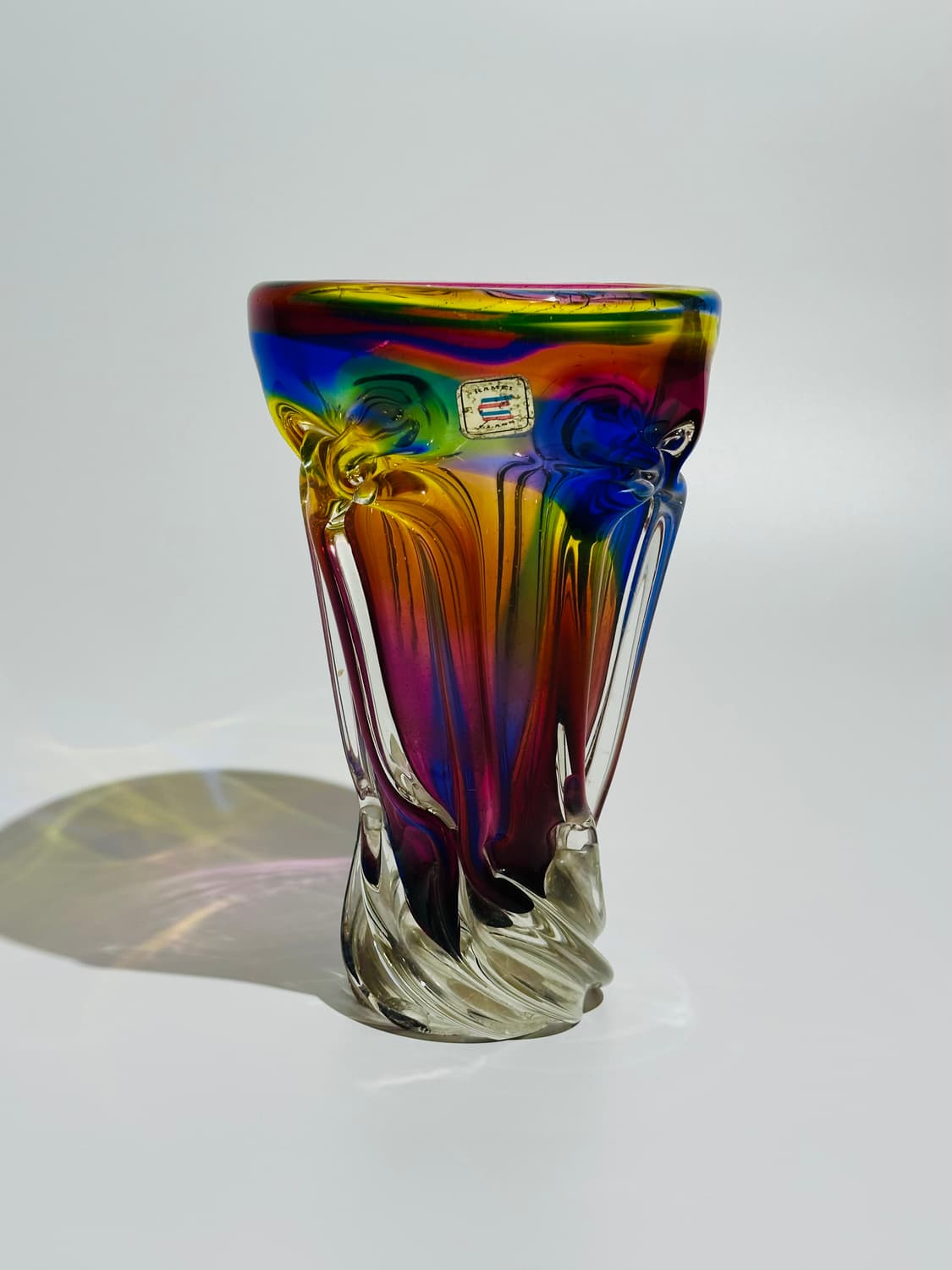 일본 빈티지 카메이 아트글라스 레인보우 화병 상품이미지6