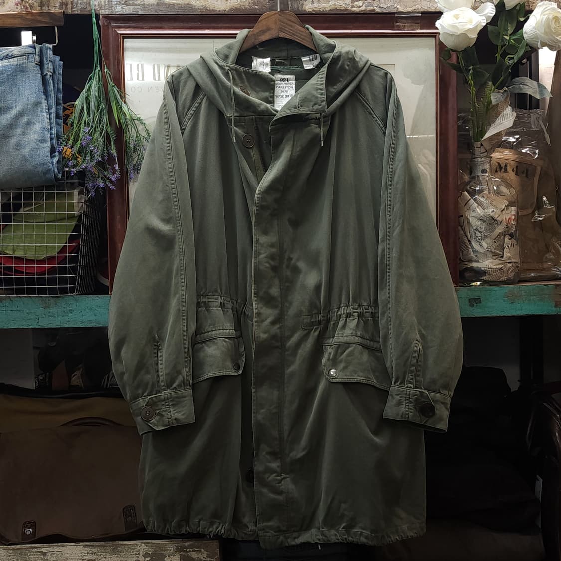 빈티지 프랑스군 m64 밀리터리 모즈파카 올리브 그린 페이딩 120C 상품이미지2