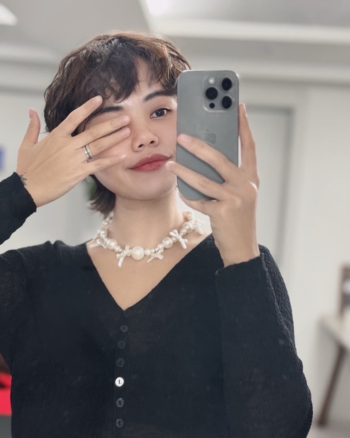 진주 리본 목걸이 상품이미지2