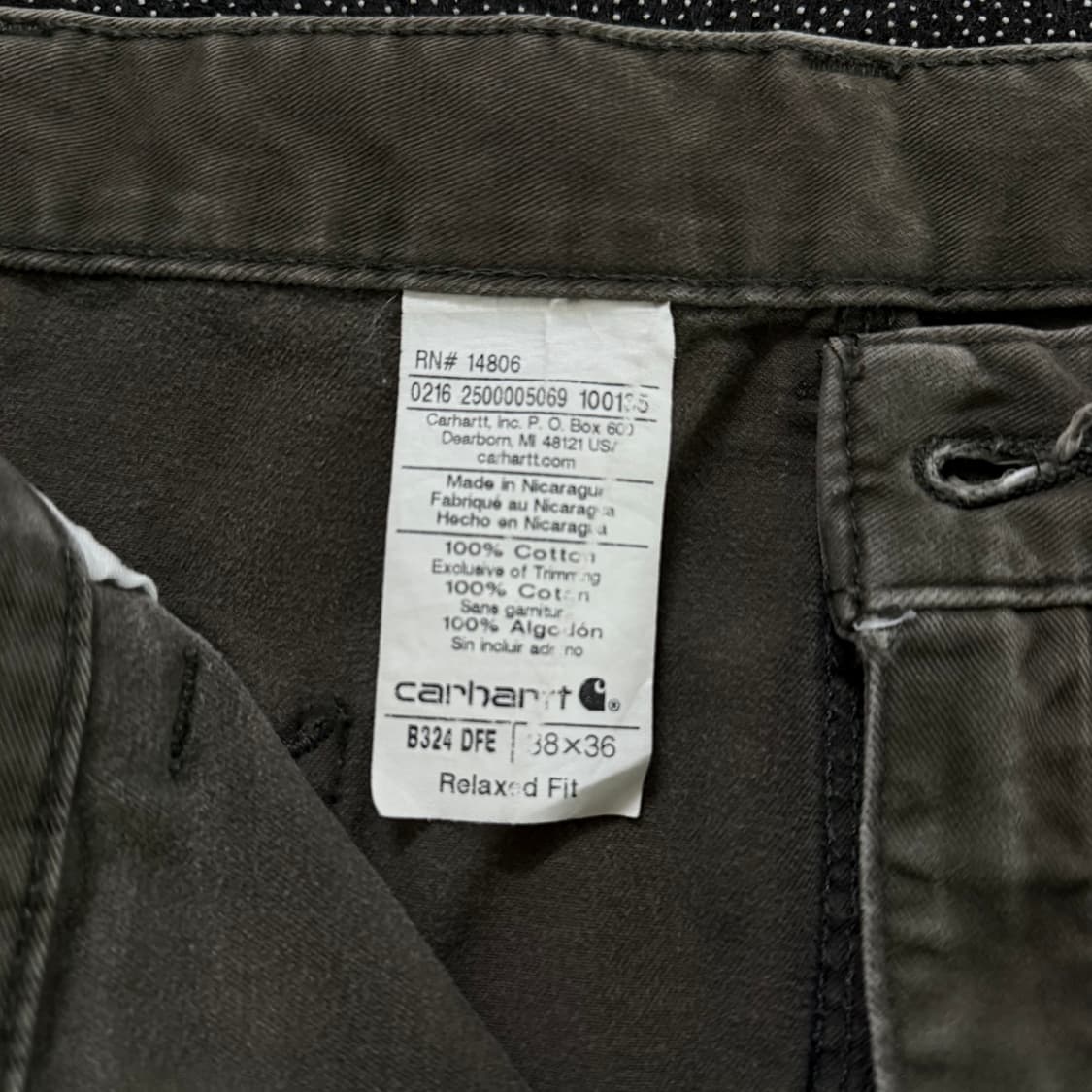 [38} [carhartt] 칼하트 컷팅 워크팬츠 상품이미지4