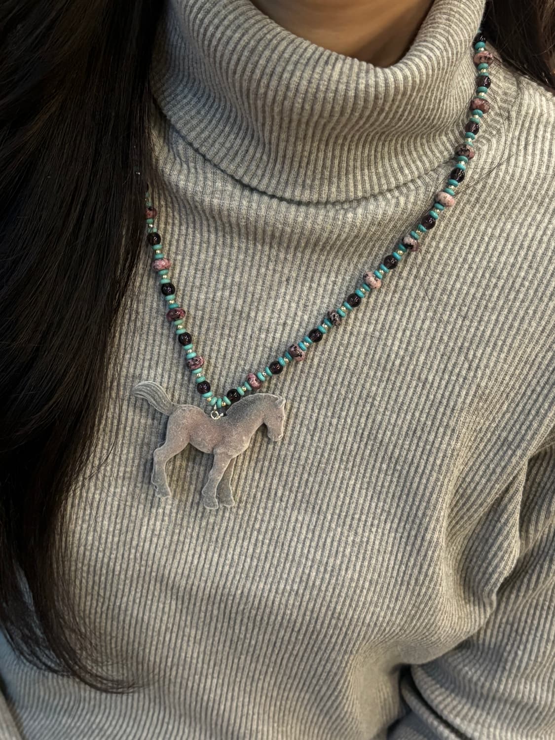 [핸드메이드] 말 비즈목걸이 상품이미지3