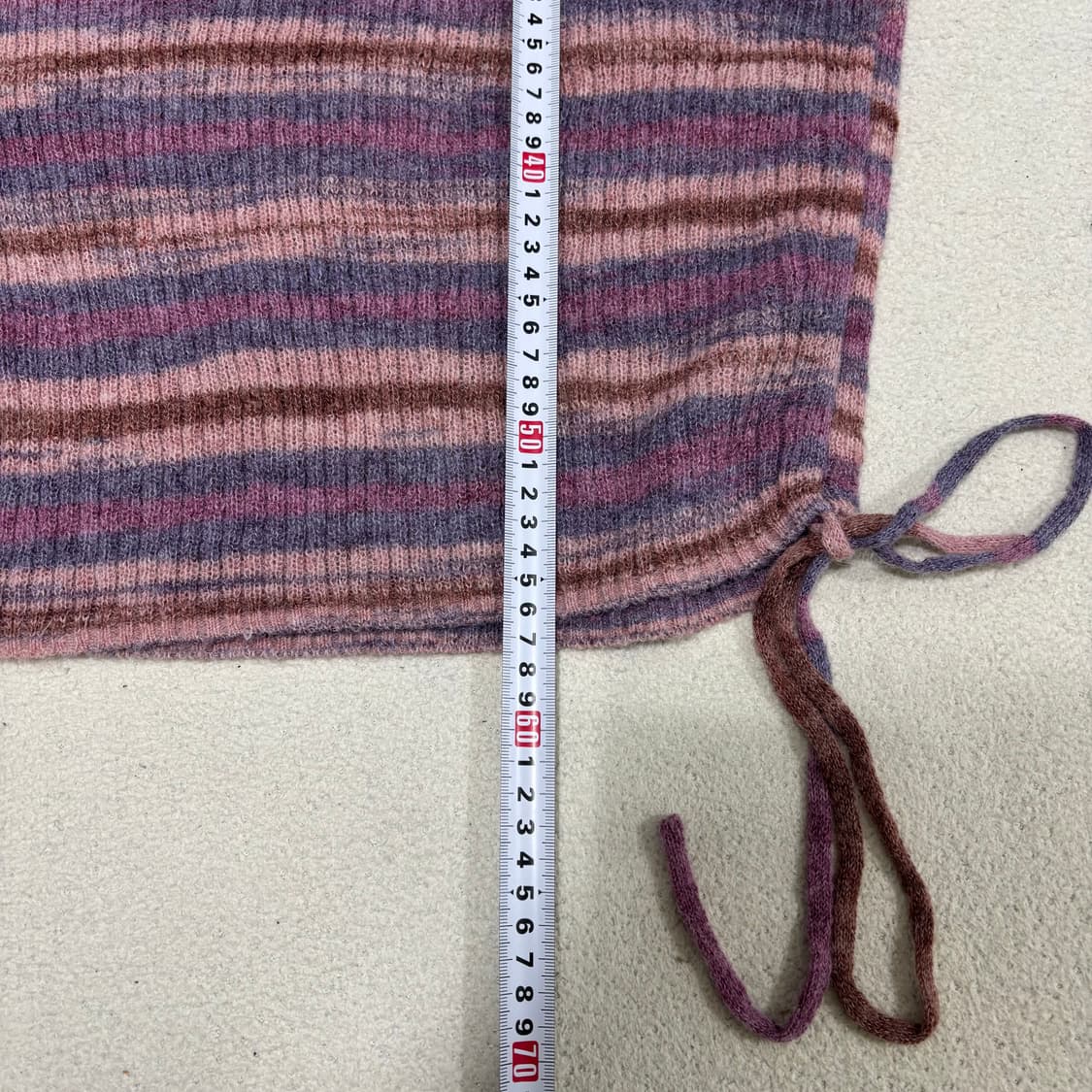 M 에잇세컨즈 퍼플 스트라이프 셔링 리본 타이 울니트 티셔츠 1210-1 상품이미지8