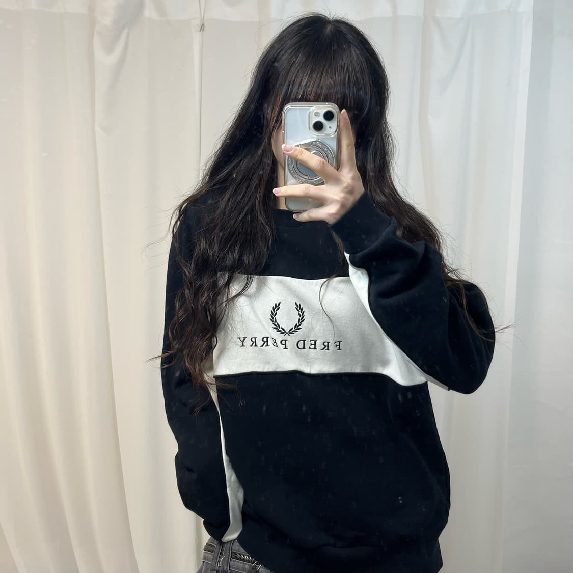 Fred Perry Black Contrast Sweatshirt 상품이미지1