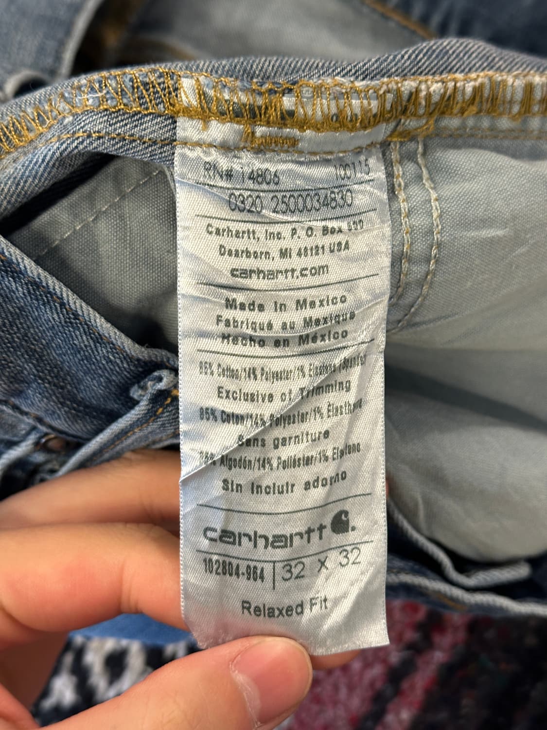 칼하트 릴랙스핏 데님팬츠  32x32 상품이미지5