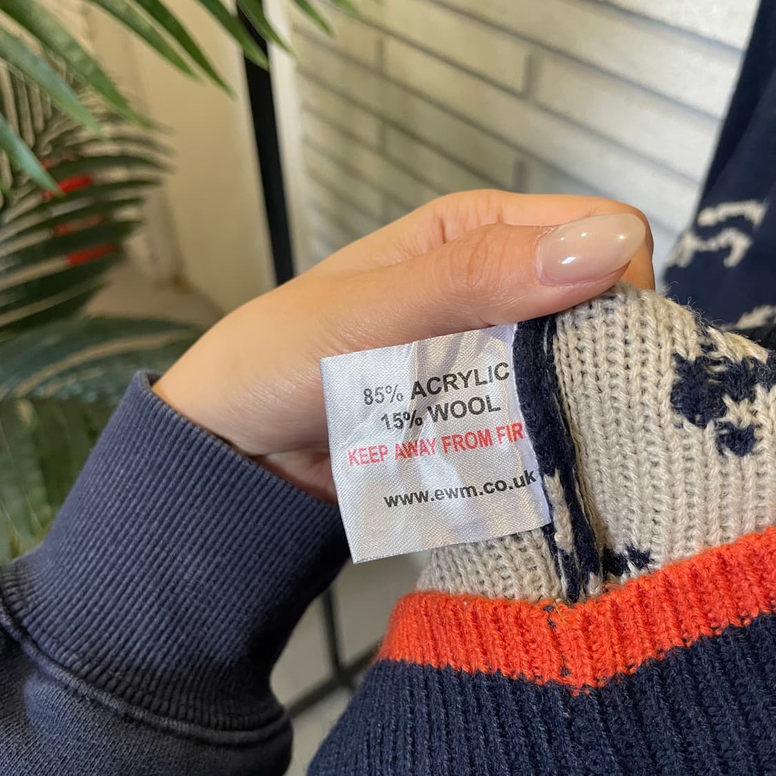 USA VINTAGE 도그 패턴 니트 숄더버튼 라인배색 디테일 네이비 상품이미지6