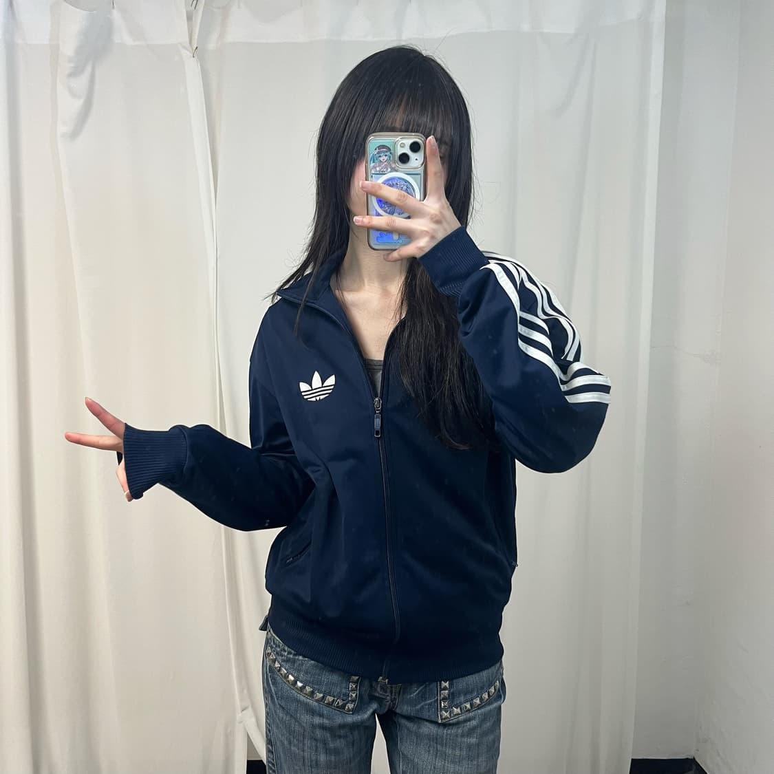 Adidas navy vintage Firebird jersey 상품이미지2