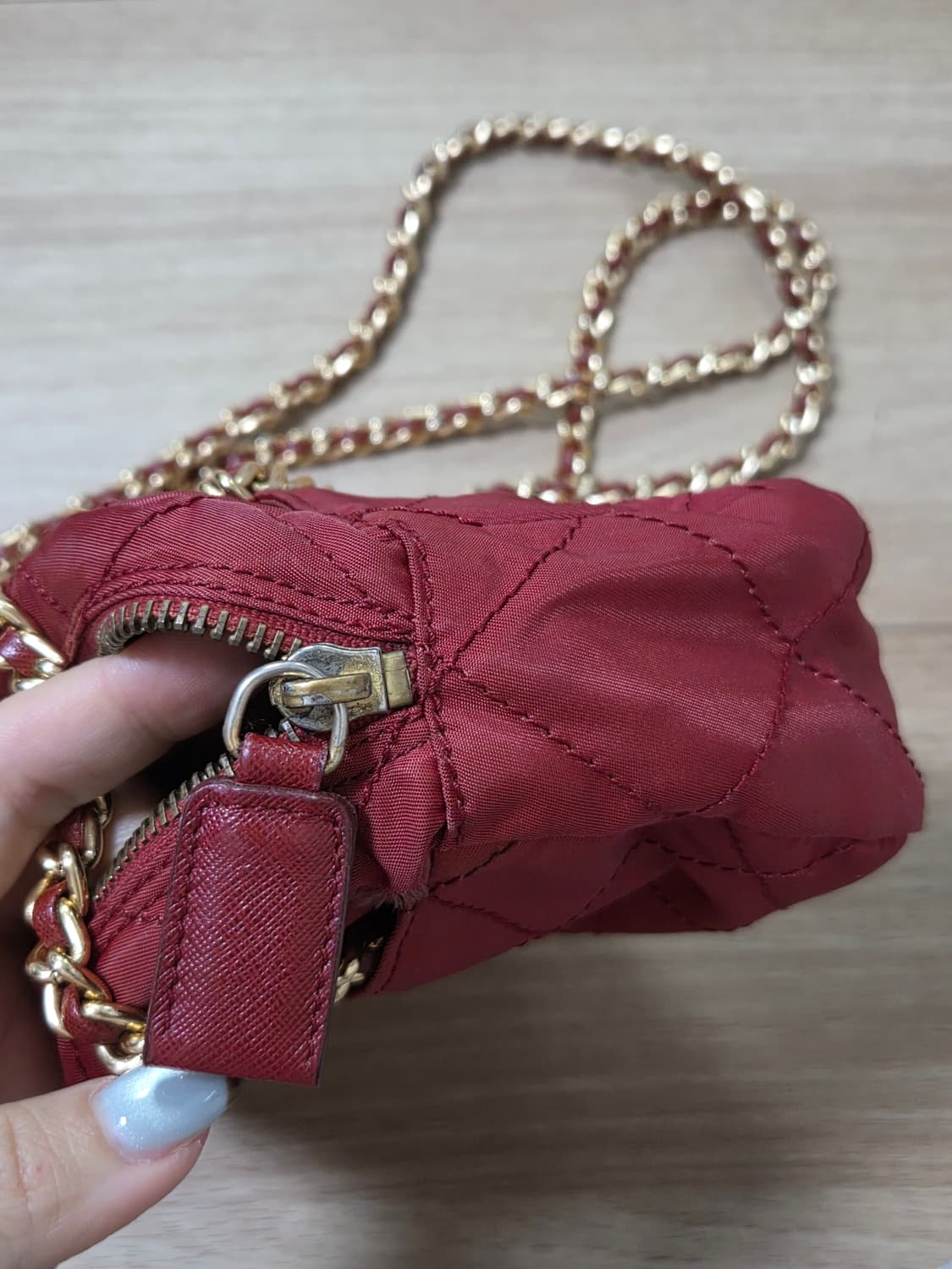 프라다 레드 나일론 퀼팅 체인 미니백(정품 빈티지) 상품이미지10