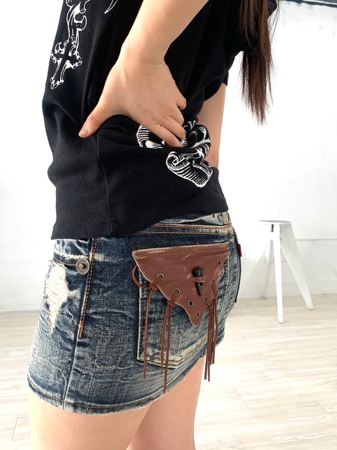 Maraxia western denim mini skirt 상품이미지4