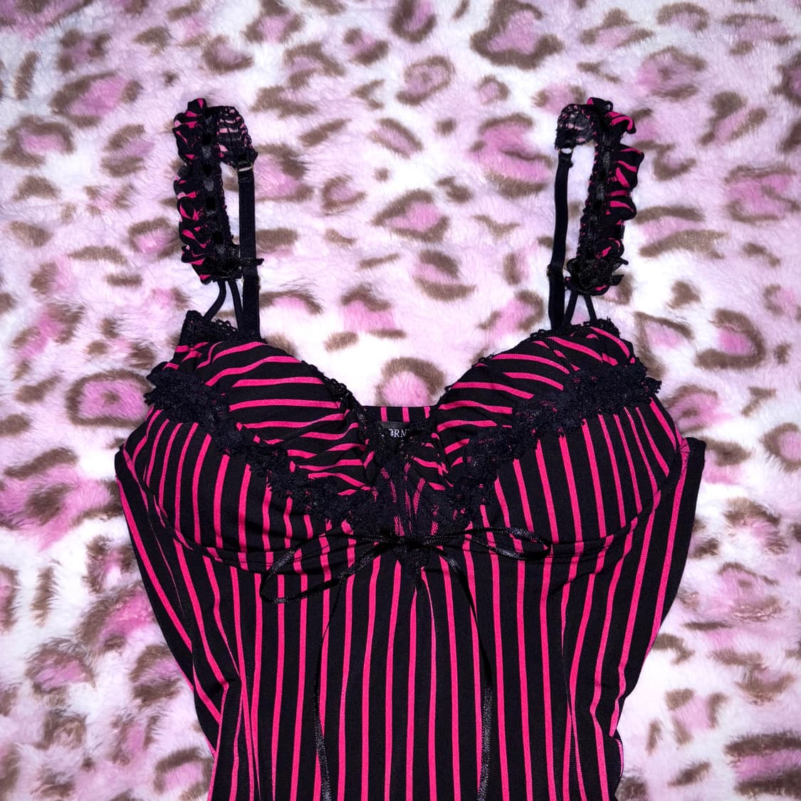 핫핑크 나시 슬립 레이스 갸루 펑크 빅시 상품이미지2