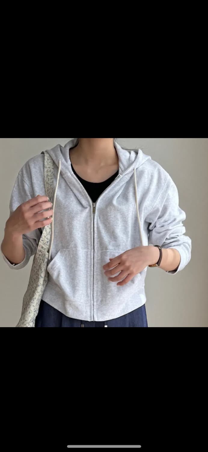 테리 후드 집업 - 백멜란 상품이미지1