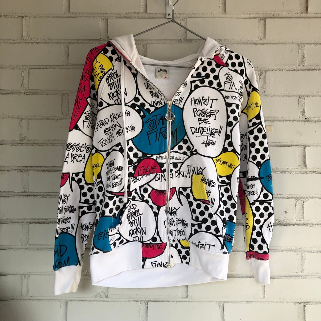 스투시 카툰 화이트 후드집업 상품이미지1