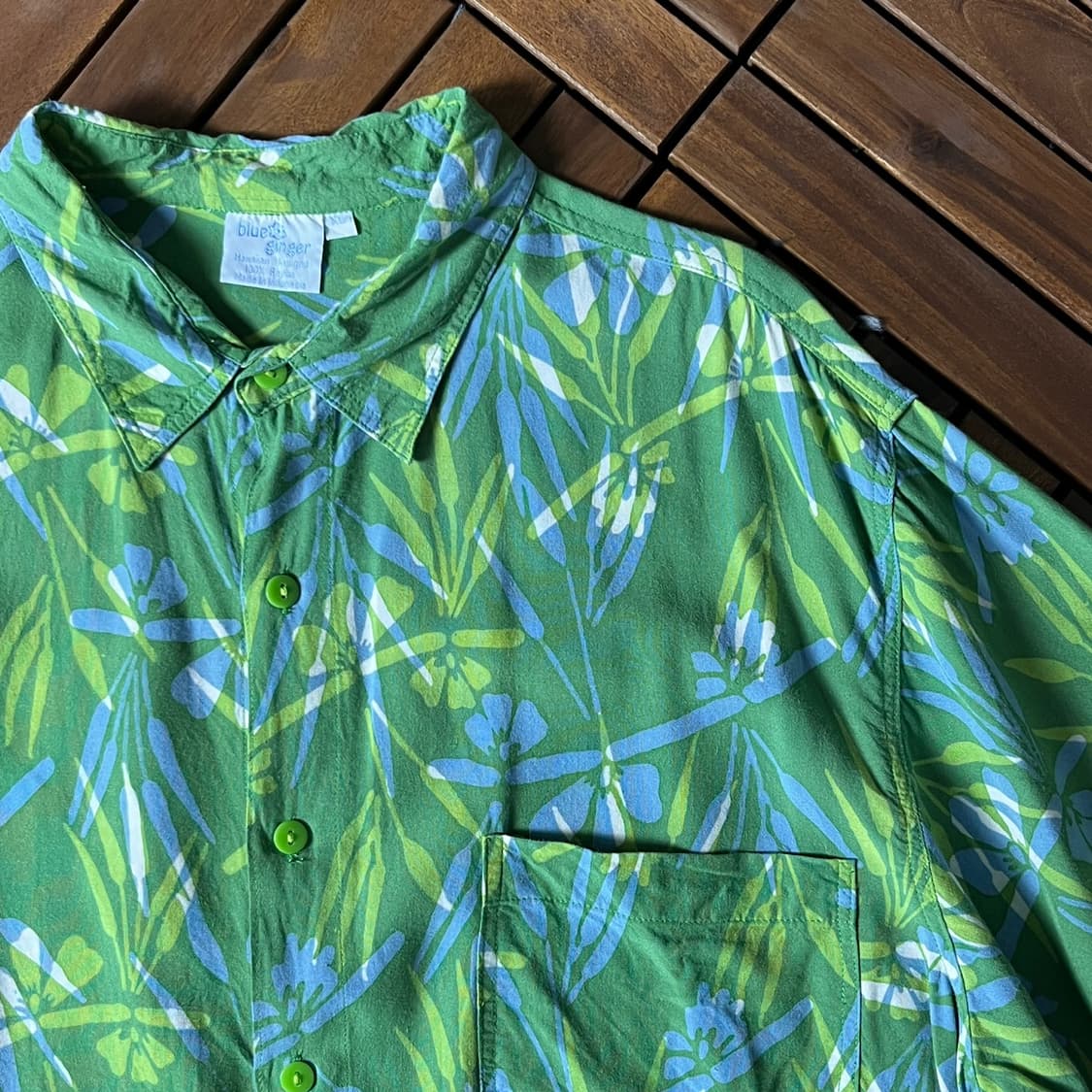 [XL]블루진저 플라워 패턴 레이온 하와이안 셔츠 상품이미지2