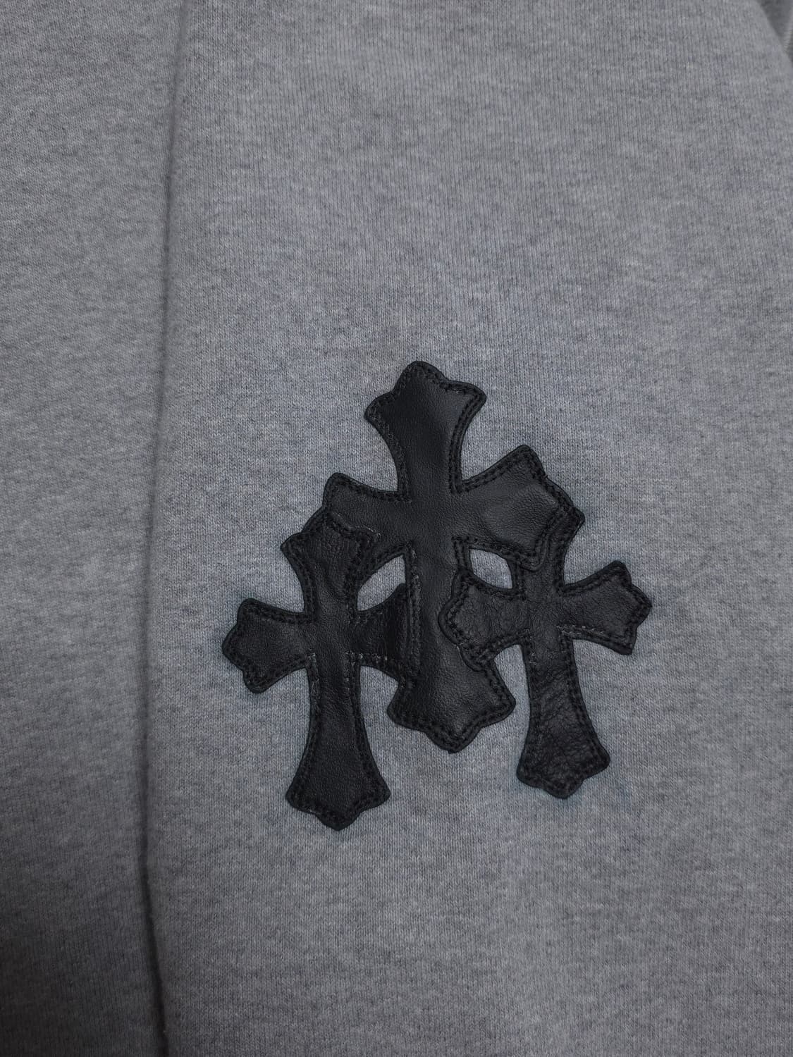 [L] 크롬하츠 레더패치 페이퍼잼 후드 그레이 상품이미지4