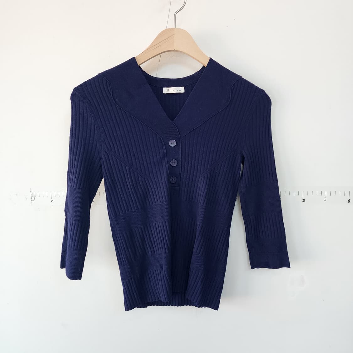 잇미샤 네이비 골지 니트 가디건 상품이미지1