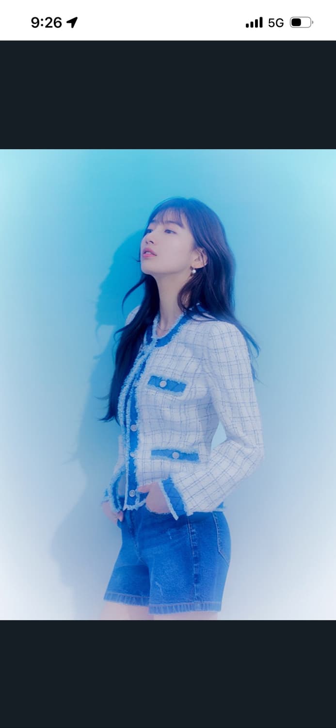 게스 수지 화보 데님 트리밍 트위드 자켓 하객룩 라보빈티지 서쿠키 상품이미지5