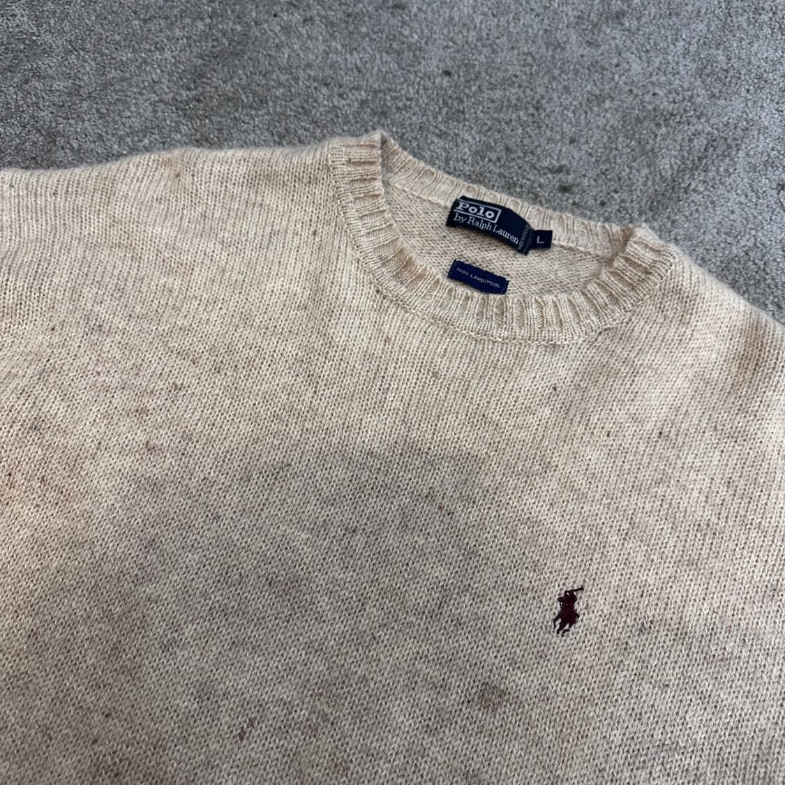 폴로 베이지 램스울 라운드 니트L 상품이미지3