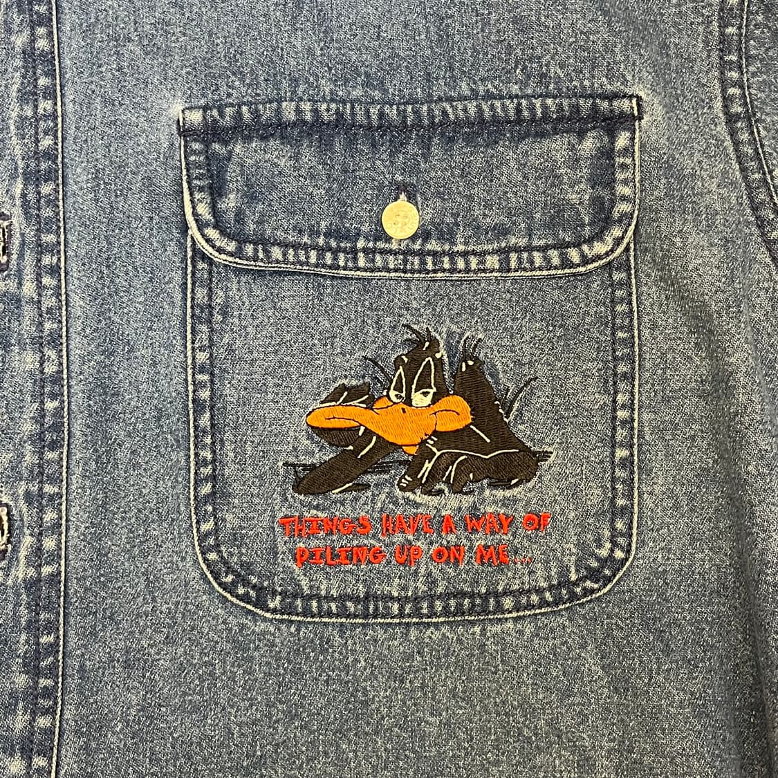 미국빈티지 루니툰 데피덕 데님 셔츠 청남방 상품이미지4