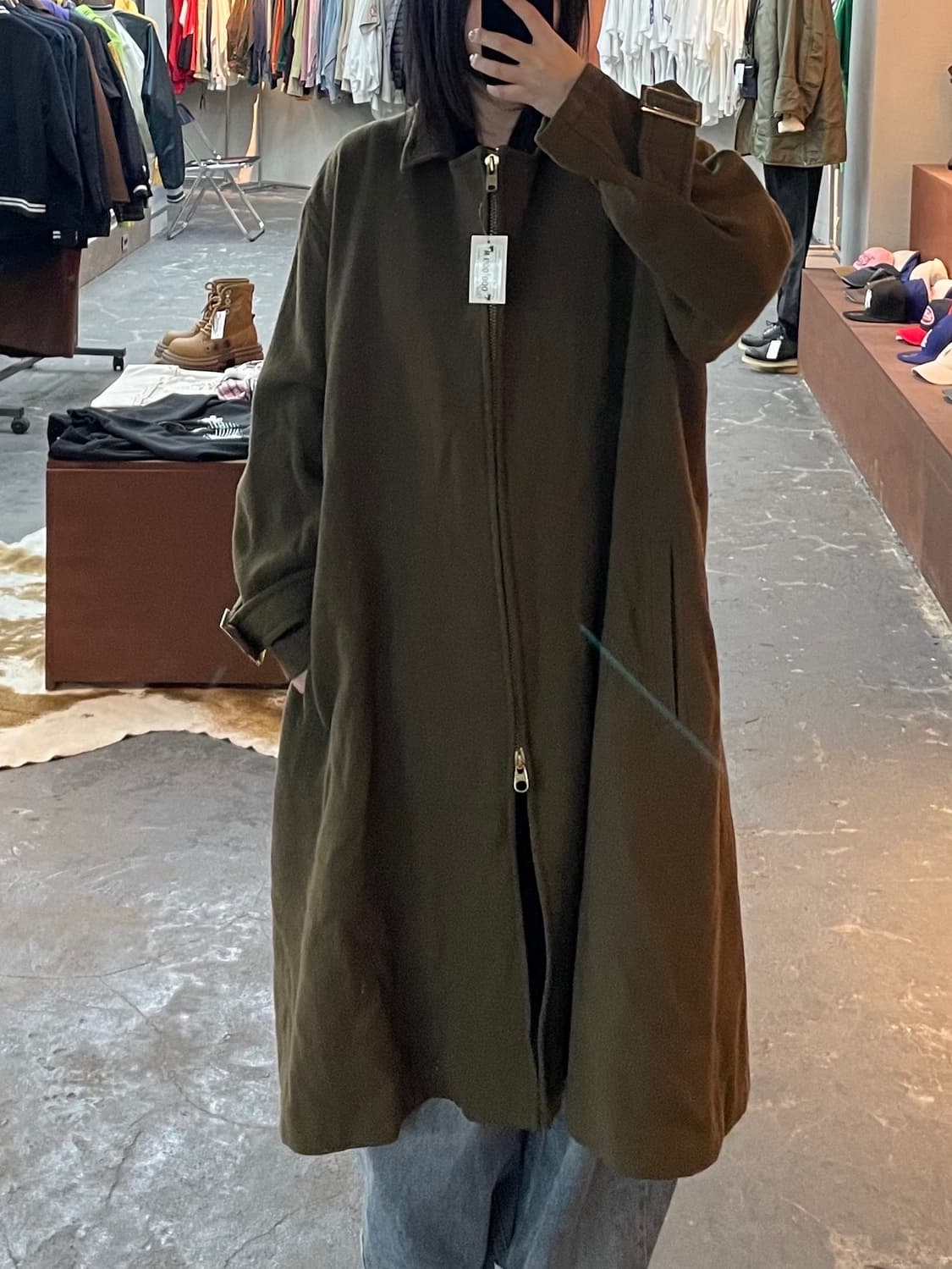 요지야마모토 카키 투웨이 롱 코트 H1674 상품이미지1