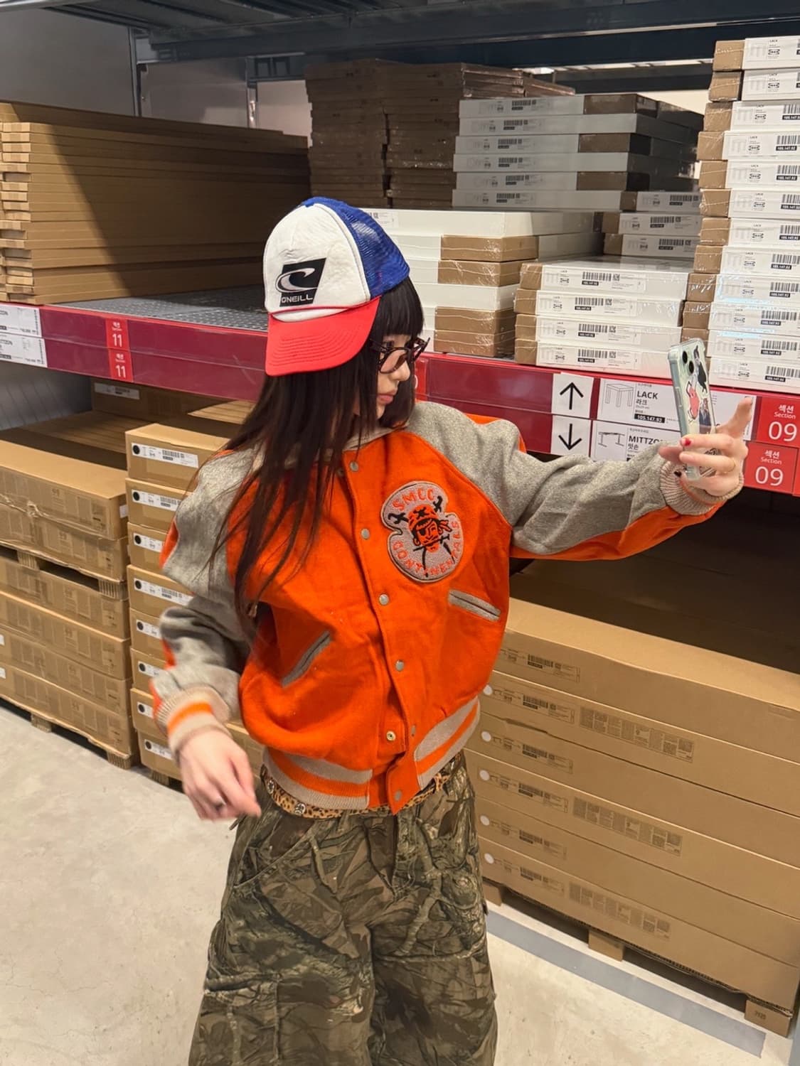 90s 올드스쿨 SMCC 오렌지 패치 바시티 jk 상품이미지2