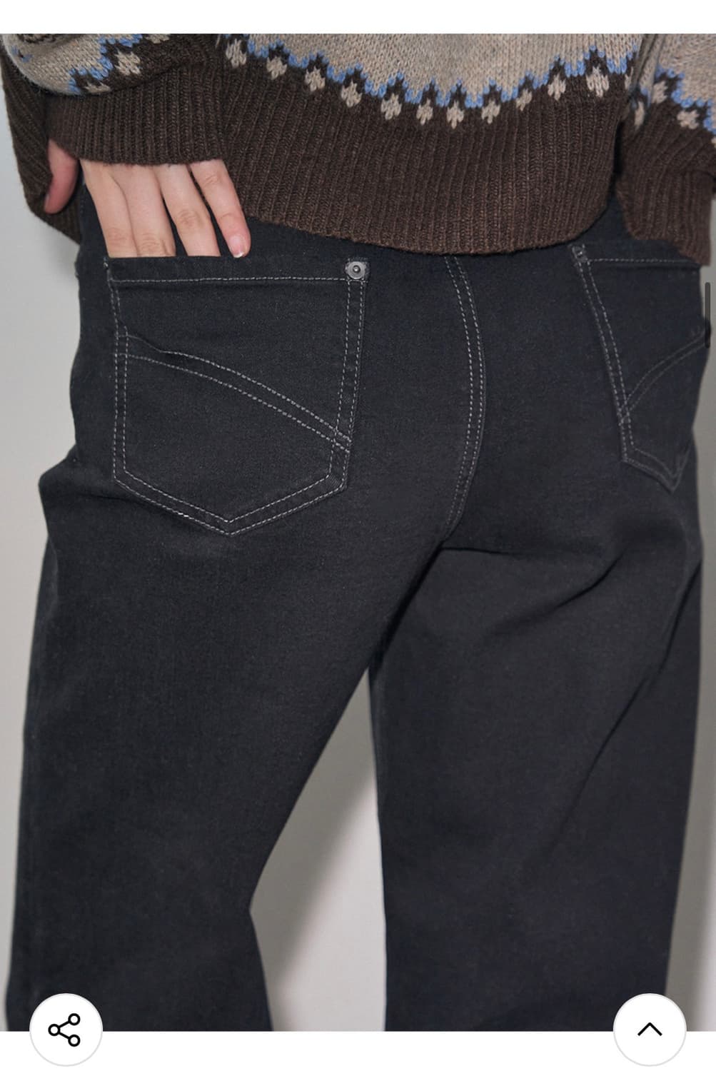 (M) 레더리 포켓 스티치 스트레이트 데님 팬츠 [BLACK] 판매 상품이미지7