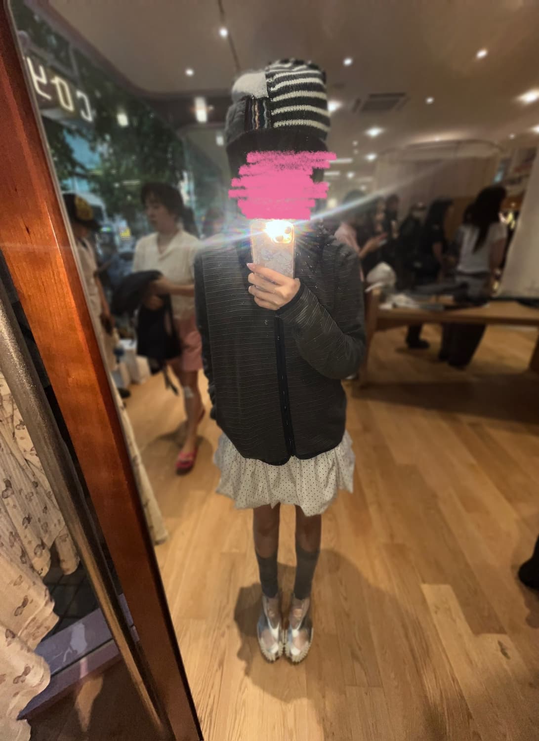 코이세이오 스트라이프 플리스 후드 집업 차콜 상품이미지2