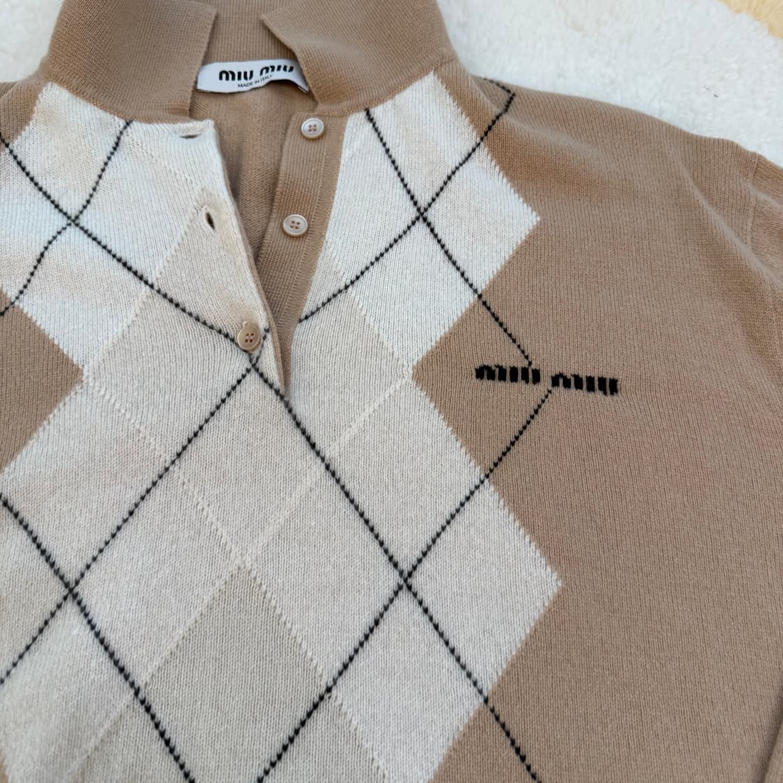 미우미우 캐시미어 아가일 니트 it 36 윤아 전종서 착용 miu miu 상품이미지6