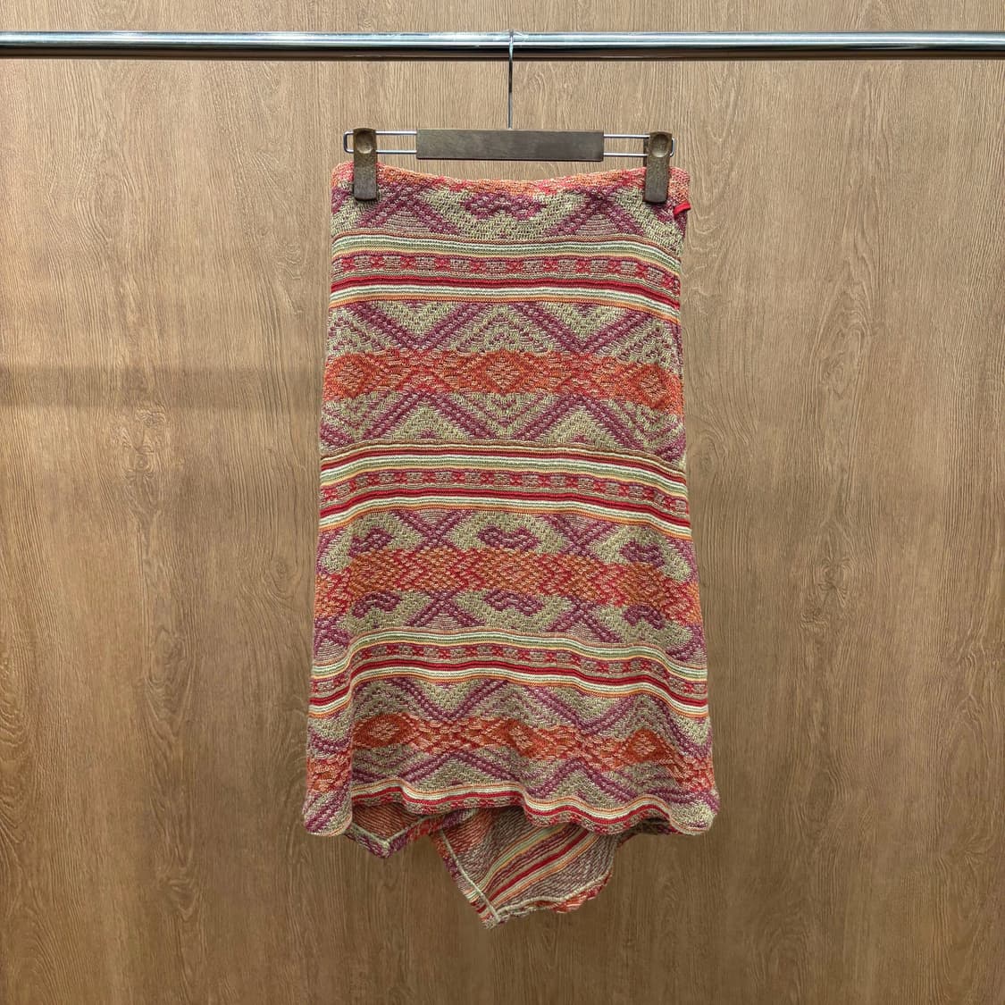 폴로 랄프 로렌 롱 스커트 멀티 스트라이프 패턴 랩 타이 디테일 레드 상품이미지3