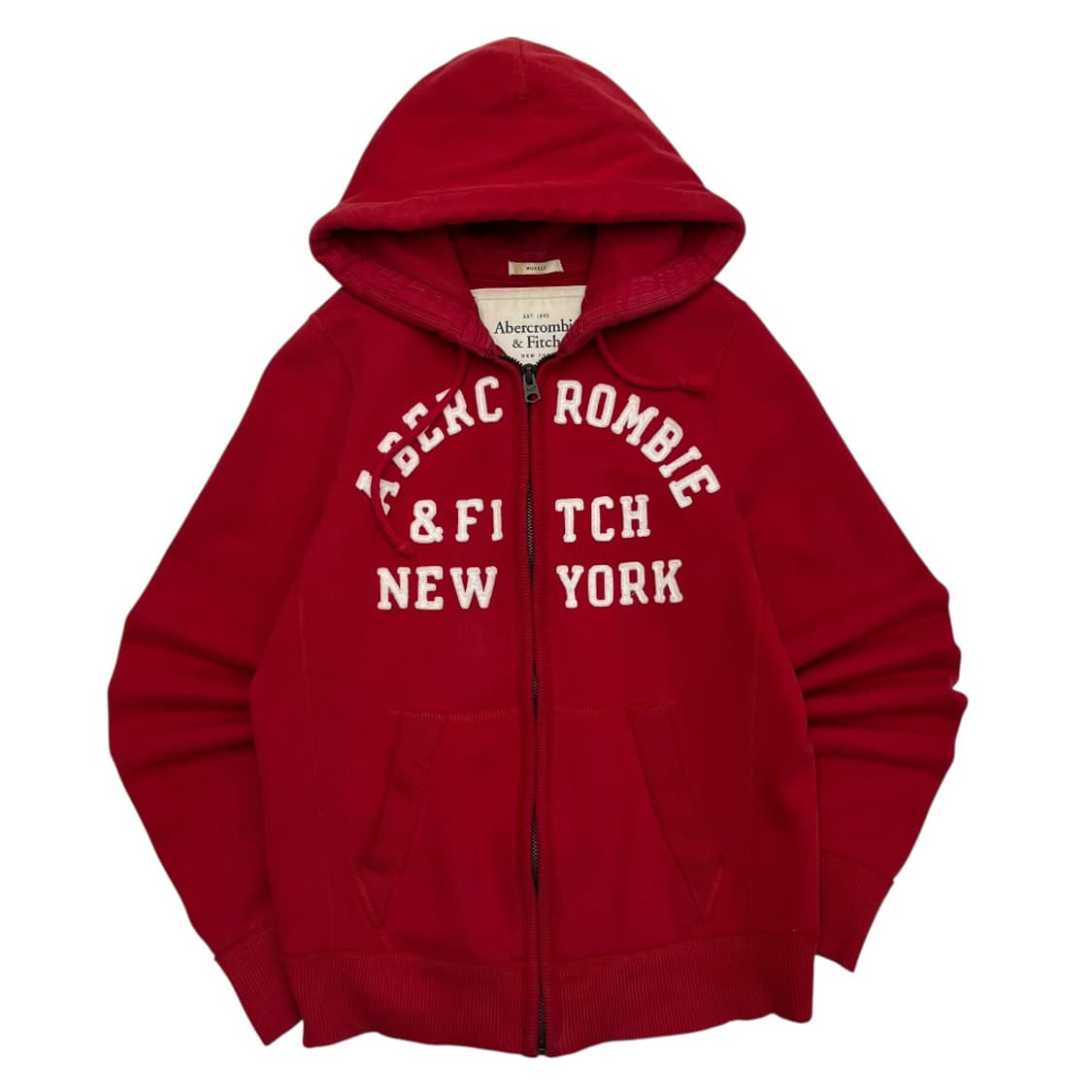 아베크롬비 센터로고 레드 후드집업 M 상품이미지2