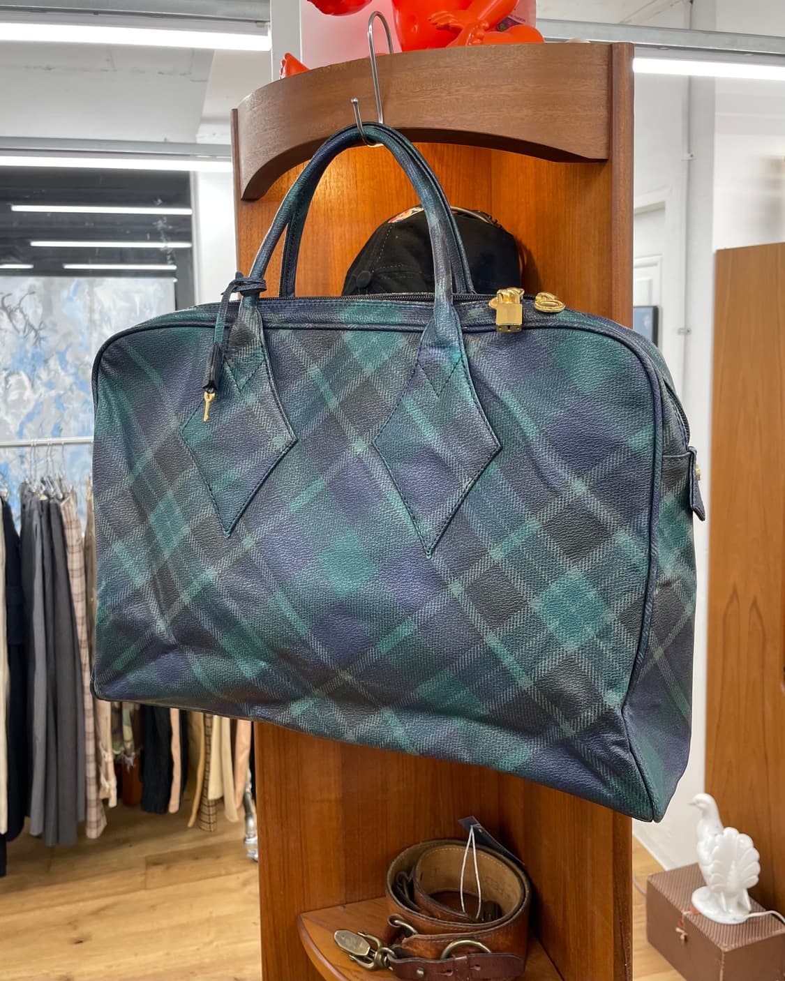 비비안웨스트우드 그린 체크 백 상품이미지1