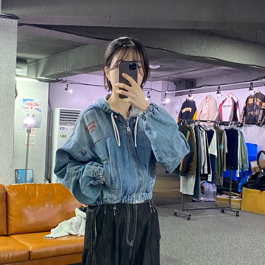 타미진스 스몰로고 후디드 크롭 데님자켓 B4582 상품이미지1